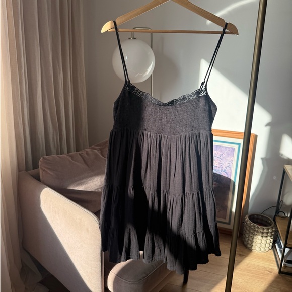 Lace Chiffon Mini Dress Black Zara M NWT - Picture 8 of 12